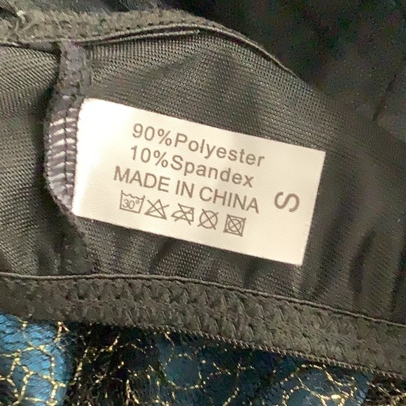 Teal Satin with Gold Mesh & Black Tulle Skirt Size Small New Without Tags - Picture 5 of 6